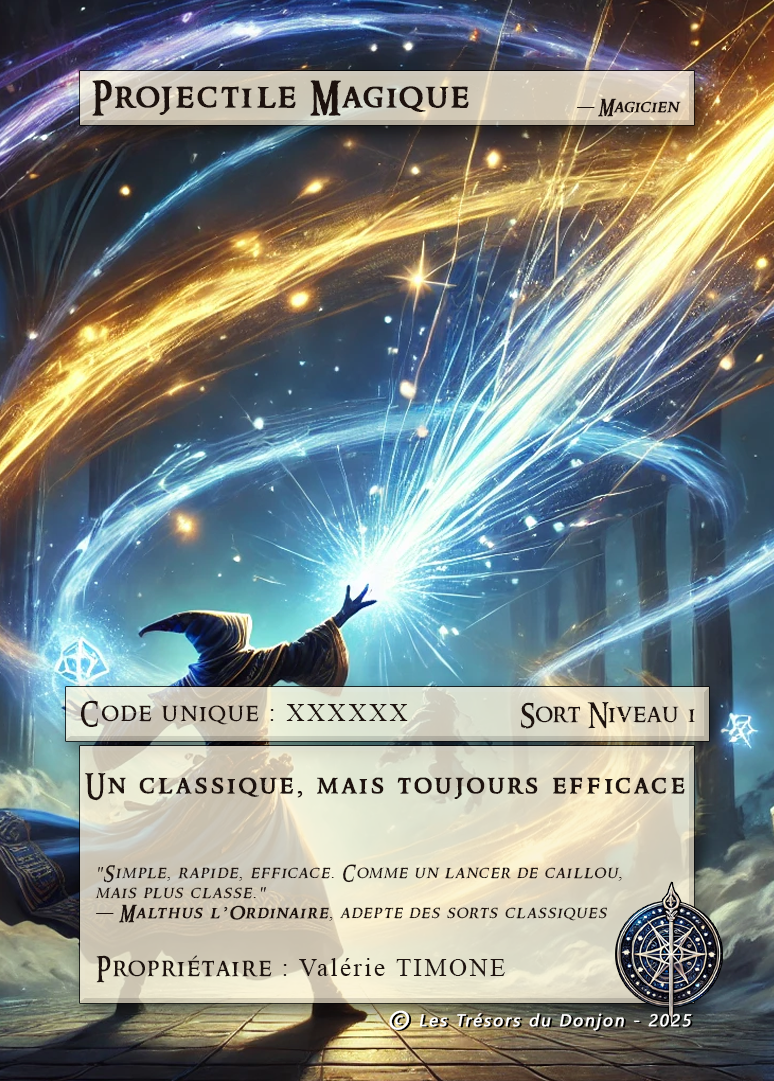 Sort Niveau 1 : Projectile Magique