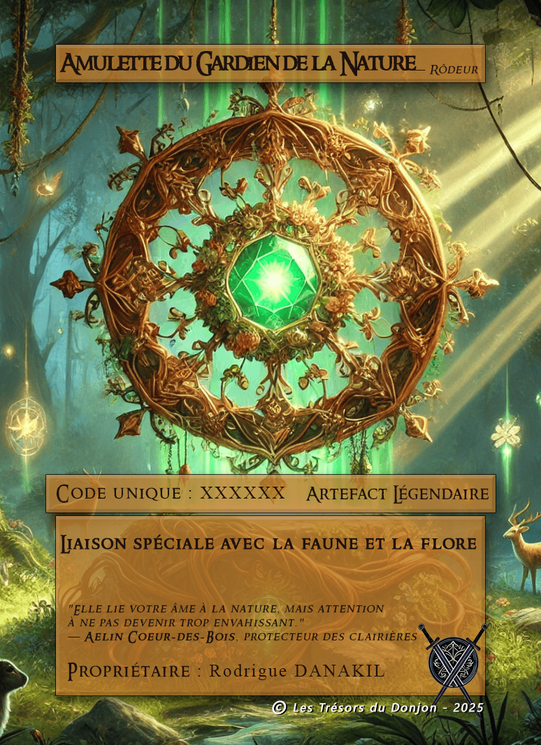 Artefact Légendaire : Amulette du Gardien de la Nature