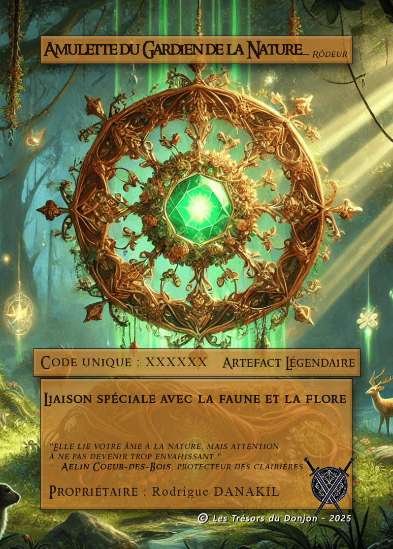 Artefact Légendaire : Amulette du Gardien de la Nature