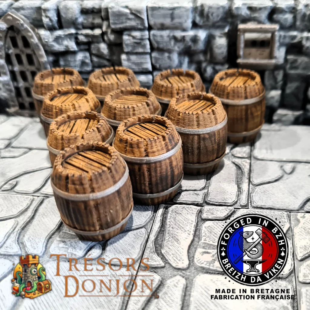 Lot de Barils de Taverne – Décors Donjon & Table JDR (impression 3D PLA+)