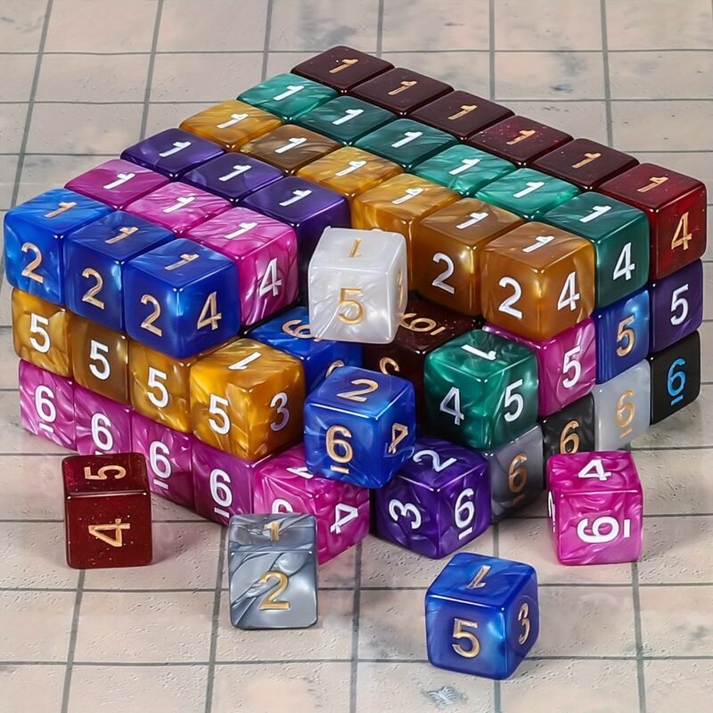 Lot de 10 D6 Marbrés – Dés Acryliques Multicolores
