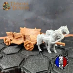 Chariot de Transport Fantasy avec Attelage 2 Chevaux — Décor 3D pour JDR, Wargames & Dioramas