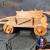 Charrette de transport-03 Chariot de Transport Fantasy avec Attelage 2 Chevaux — Décor 3D pour JDR, Wargames & Dioramas