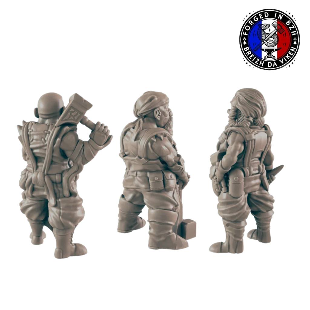 Set de 3 Nains Forgerons – Figurines Résine 14K HDR – Artisans Fantasy pour JDR & Dioramas