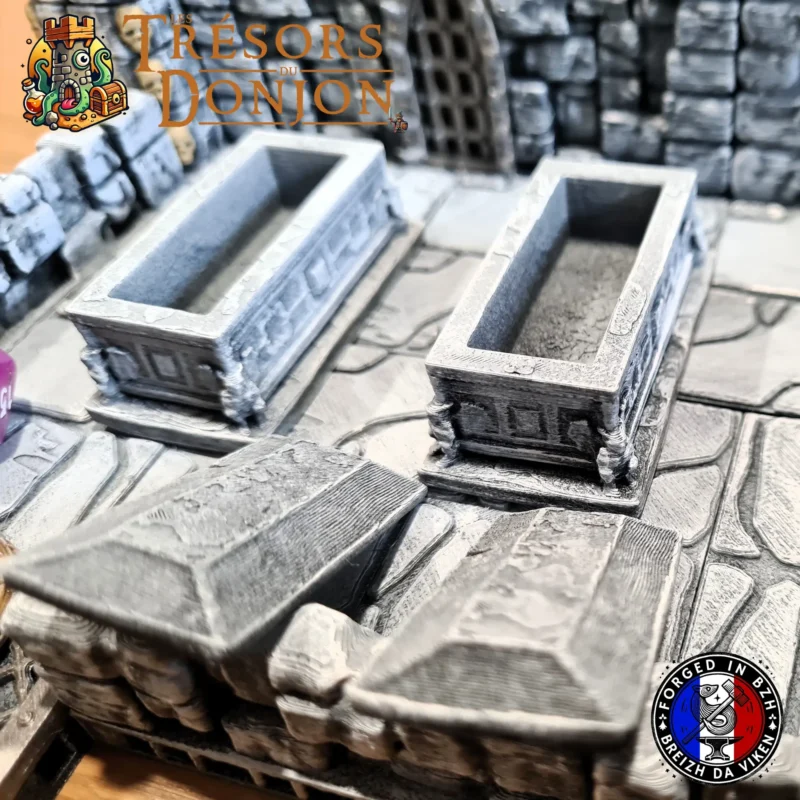 Lot de 3 Tombeaux du Donjon – Décors 3D pour jeux de rôle et wargames