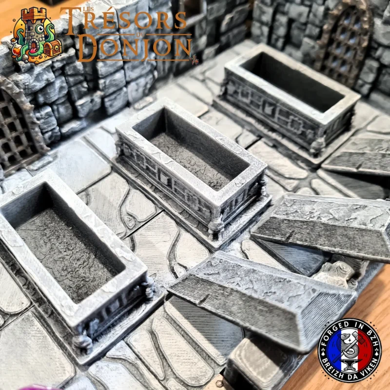 Lot de 3 Tombeaux du Donjon – Décors 3D pour jeux de rôle et wargames