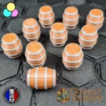 Lot de 10 Tonneaux Multicolores – Décors JDR pré-colorés
