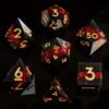 astralite de sang Set de dés JDR en résine artisanale Astralité de Sang, résine noire, éclats rouges et chiffres dorés