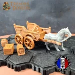 Charrette de voyage & marchand + cheval — Décor 3D pour JDR