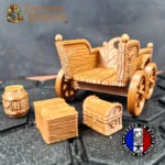 Charrette de voyage & marchand + cheval — Décor 3D pour JDR