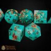 7DRESTRESENG-1 (3) Set de Dés JDR Le Trésor Englouti – Dés Résine Turquoise | Les Trésors du Donjon