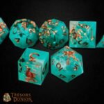 Set de Dés JDR Le Trésor Englouti – Dés Résine Turquoise | Les Trésors du Donjon