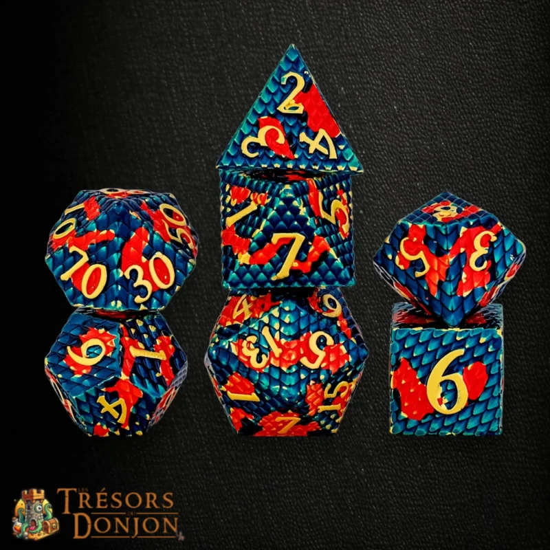 Écaille du Dragon Primordial - Set de dés JDR en métal