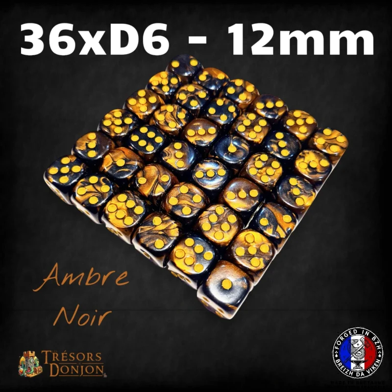 Lot de 36 dés D6 12mm marbrés – Dés acrylique pour Wargames & JDR