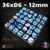 36d6-12mm-bleu-gris Lot de 36 dés D6 12mm marbrés – Dés acrylique pour Wargames & JDR