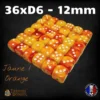 36d6-12mm-jaune-orange Lot de 36 dés D6 12mm marbrés – Dés acrylique pour Wargames & JDR