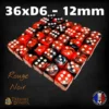 36d6-12mm-rouge-noir Lot de 36 dés D6 12mm marbrés – Dés acrylique pour Wargames & JDR