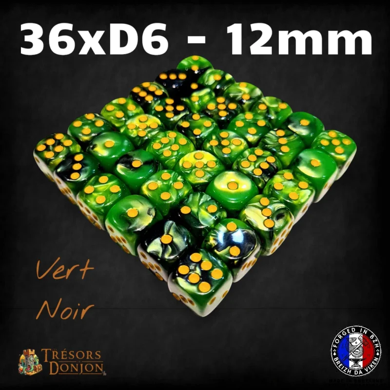 Lot de 36 dés D6 12mm marbrés en acrylique : parfait pour wargames, jets multiples et batailles massives. Plusieurs couleurs.