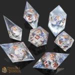 Noyau de Givre Astral – Set de dés JDR à cœur liquide