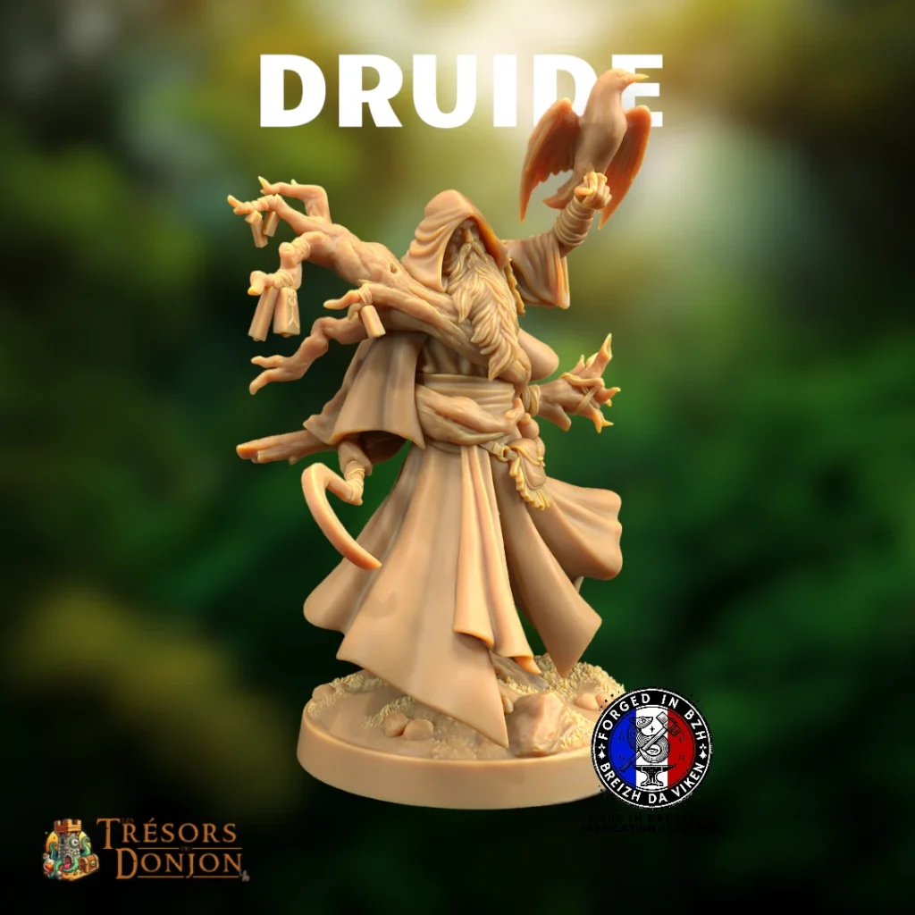 DRUIDE (1) Figurine Druide JDR 32mm – Résine HD Made in France
