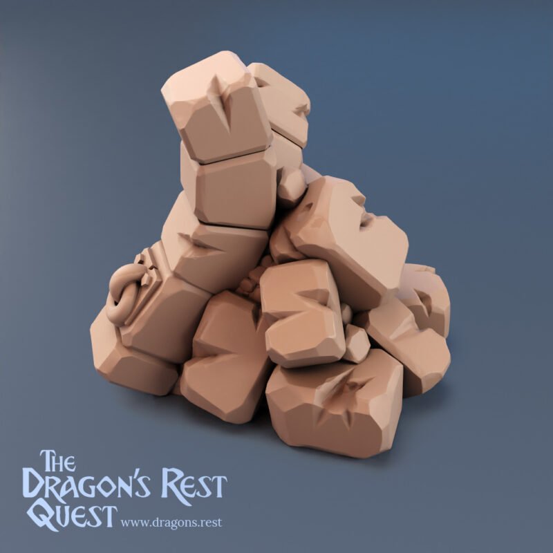 DUN Block Single 01 Éboulis HeroQuest 3D - Simple ou Double (bloqueur de passage & piège d'effondrement)