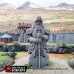 Statue naine massive pour décor de donjon et forteresse. 15mm / 28mm / 32mm. Fabrication artisanale France. Idéal JDR & wargames.