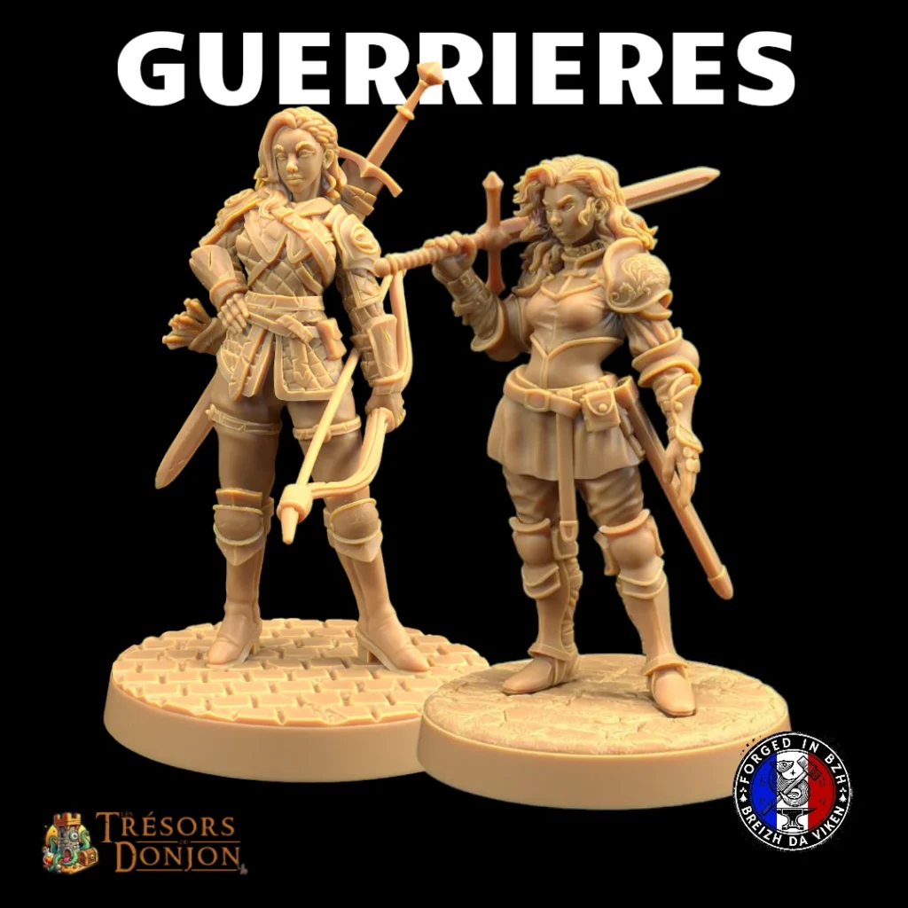 GUERRIERES Figurine Guerrière Humaine JDR 32mm – Résine HD Made in France (au choix)