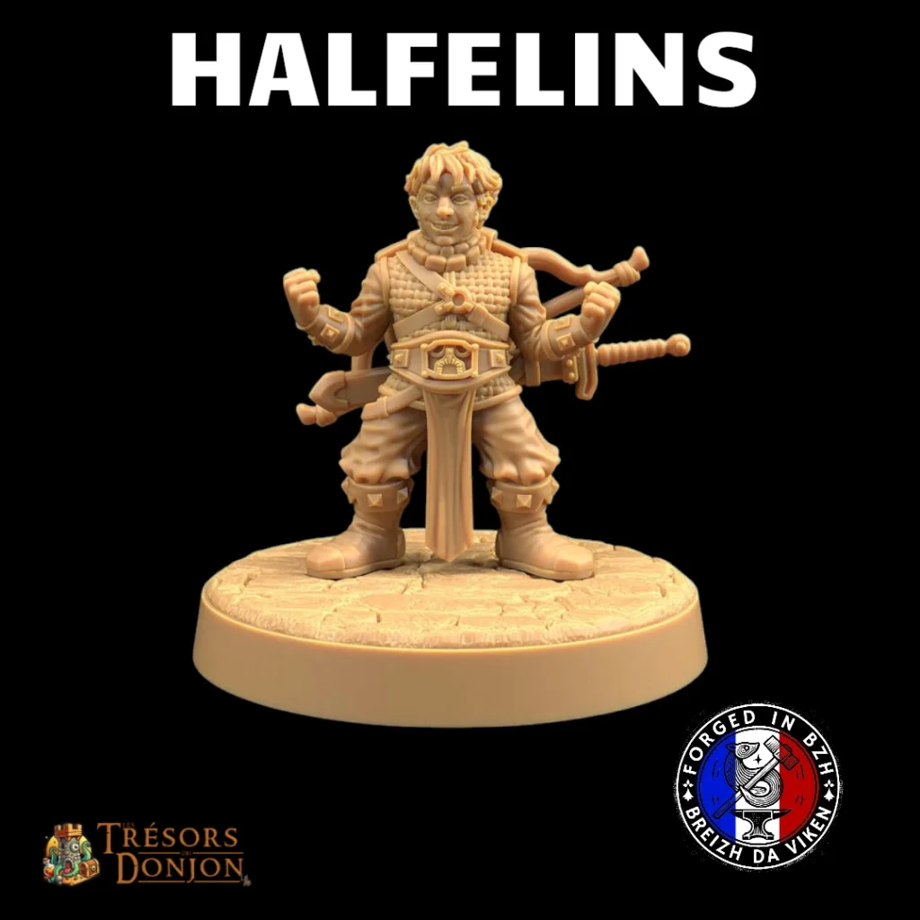 HALFELINS GUERRIER Guerrier Halfelin – Figurine héroïque pour JDR & Wargame