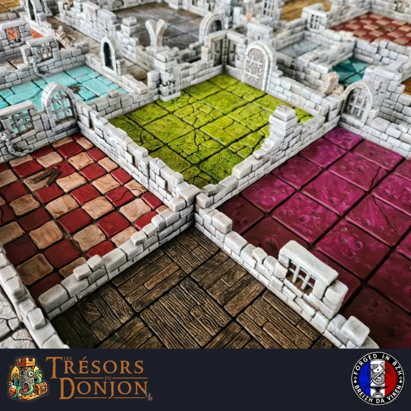 Observez la résolution des détails : les lignes de couche visibles trahissent une impression basse résolution. Un bon plateau artisanal présente des textures de pierre lisses et détaillées, des arêtes nettes, et aucun artefact d'impression visible à l'œil nu