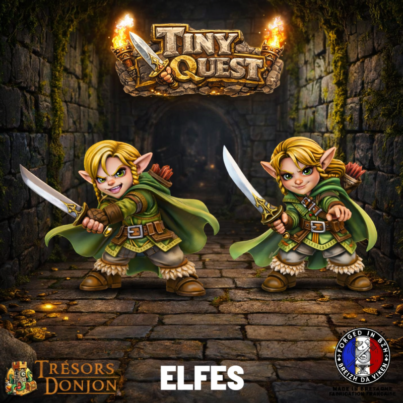 Figurines Elfes Tiny HeroQuest – Compatibles Plateau 3D