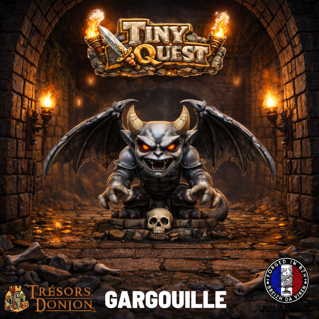 Gargouille-figurine_heroquest Figurine Gargouille TinyQuest compatible HeroQuest et plateaux 3D. Socle 30 mm, facile à peindre, idéale pour boss et gardiens.