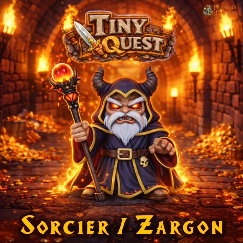 Figurine Sorcier/Zargon TinyQuest compatible HeroQuest et plateaux 3D. Socle 30 mm, facile à peindre, idéale pour boss final.