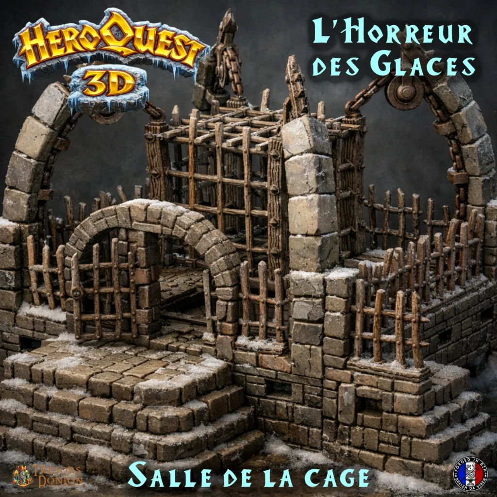 salle de la cage l'horreur des glaces heroquest Salle de la Cage HeroQuest 3D – Prison Horreur des Glaces