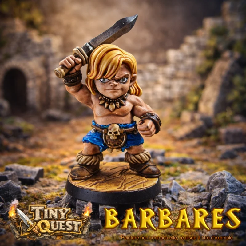 figurine-barbare-tinyquest-heroquest Figurine de Barbare TinyQuest avec épée, style chibi, compatible HeroQuest.