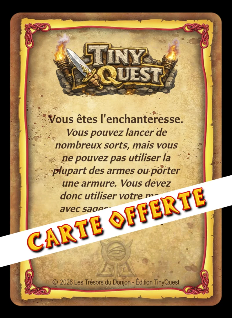 CARTE-ENCHANTERESSE-VERSO-PROMO Enchanteur et Enchanteresse TinyQuest + cartes exclusives