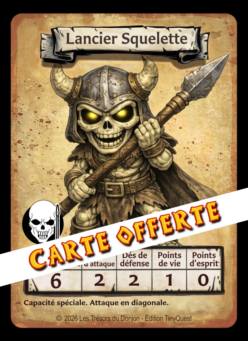 CARTE-RECTO-LANCIER-SQUELETTE-PROMO Squelettes TinyQuest + 2 cartes exclusives