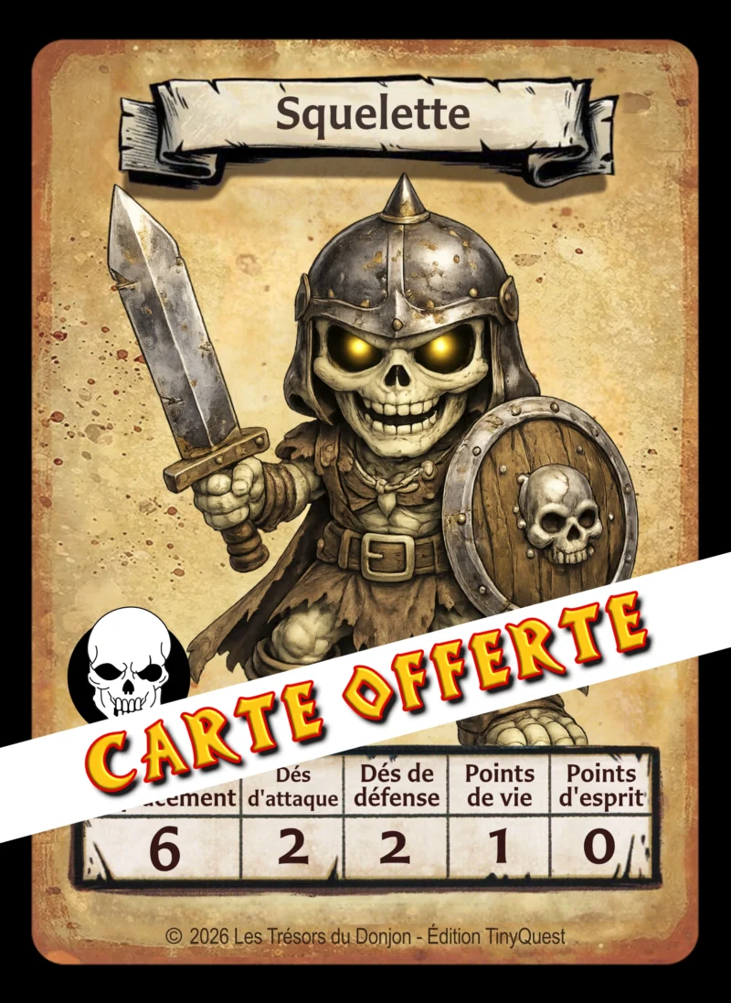 CARTE-RECTO-SQUELETTE-PROMO Squelettes TinyQuest + 2 cartes exclusives