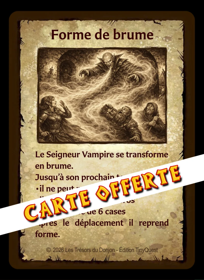 FORME DE BRUME -RECTO-PROM Seigneur Vampire TinyQuest + carte perso + 3 cartes sorts Vampiriques exclusives
