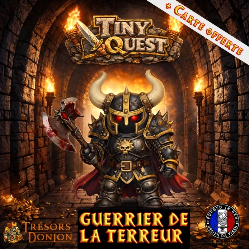 Figurine Guerrier de la terreur TinyQuest compatible HeroQuest et plateaux 3D. Socle 25 mm, facile à peindre, idéale pour boss.