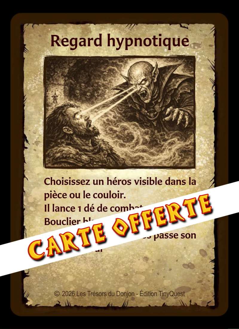 REGARD HYPNOTIQUE -RECTO-PROM Seigneur Vampire TinyQuest + carte perso + 3 cartes sorts Vampiriques exclusives
