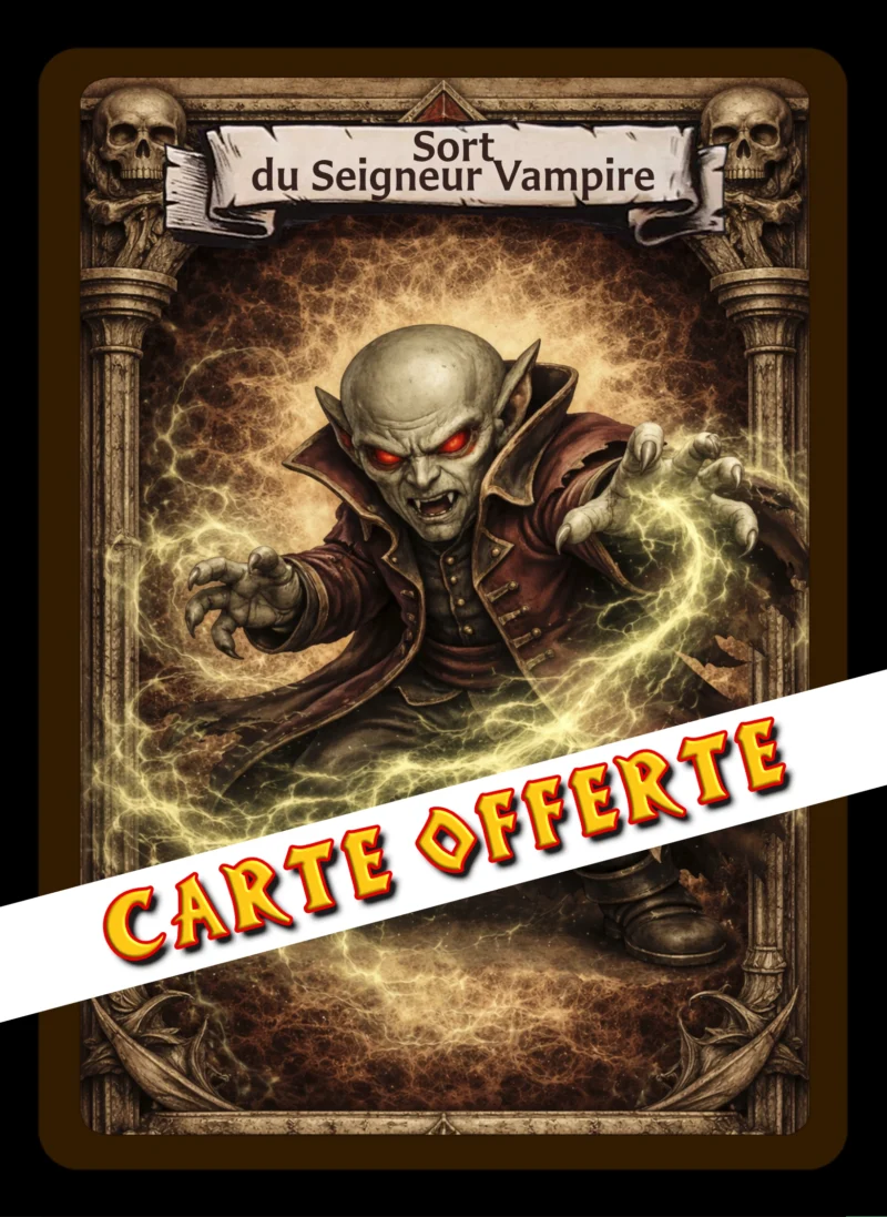 SPELL-VERSO-PROM Seigneur Vampire TinyQuest + carte perso + 3 cartes sorts Vampiriques exclusives