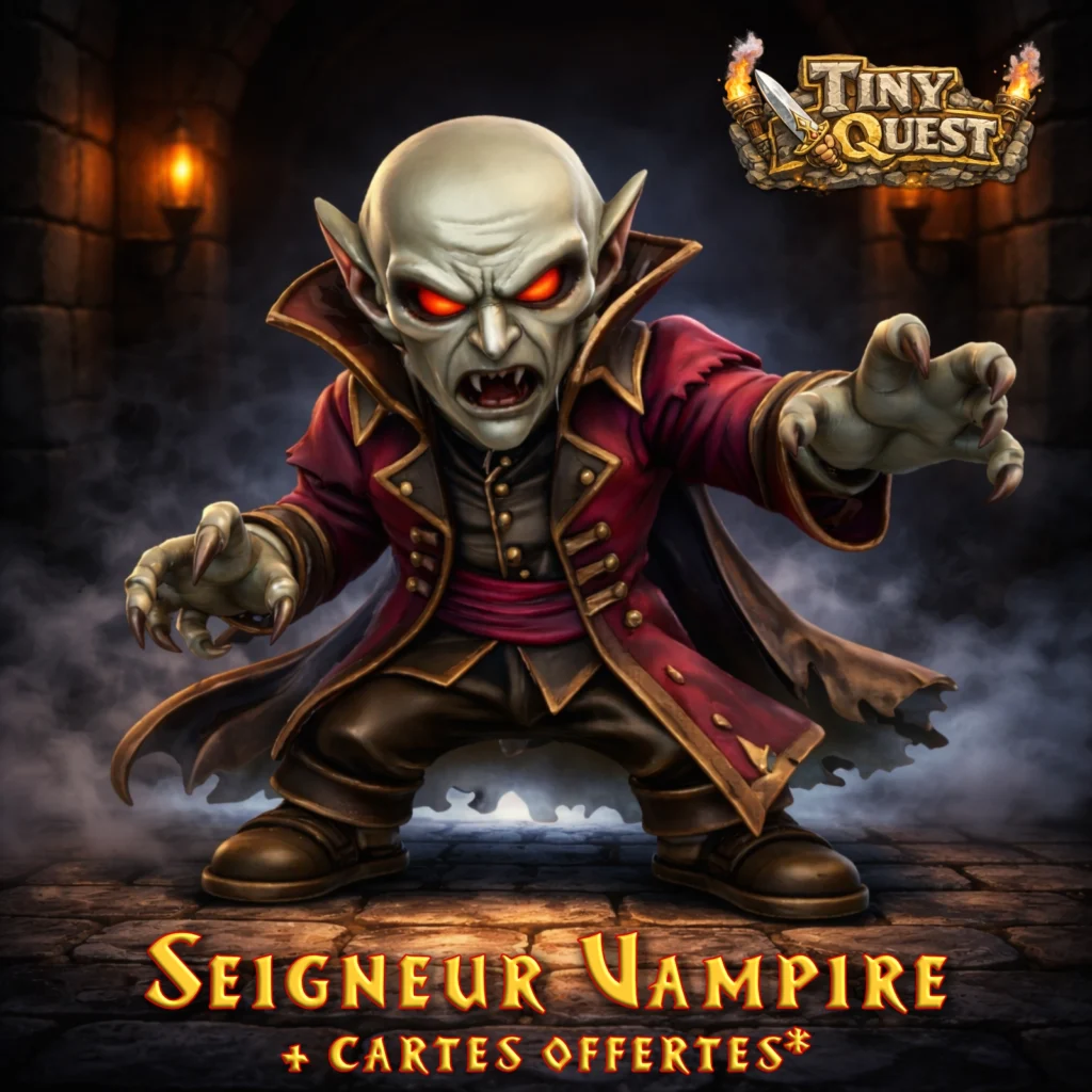 Figurine Seigneur Vampire HeroQuest 3D compatible plateau 3D. Boss vampire avec cartes monstre et 3 sorts à télécharger pour vos quêtes.
