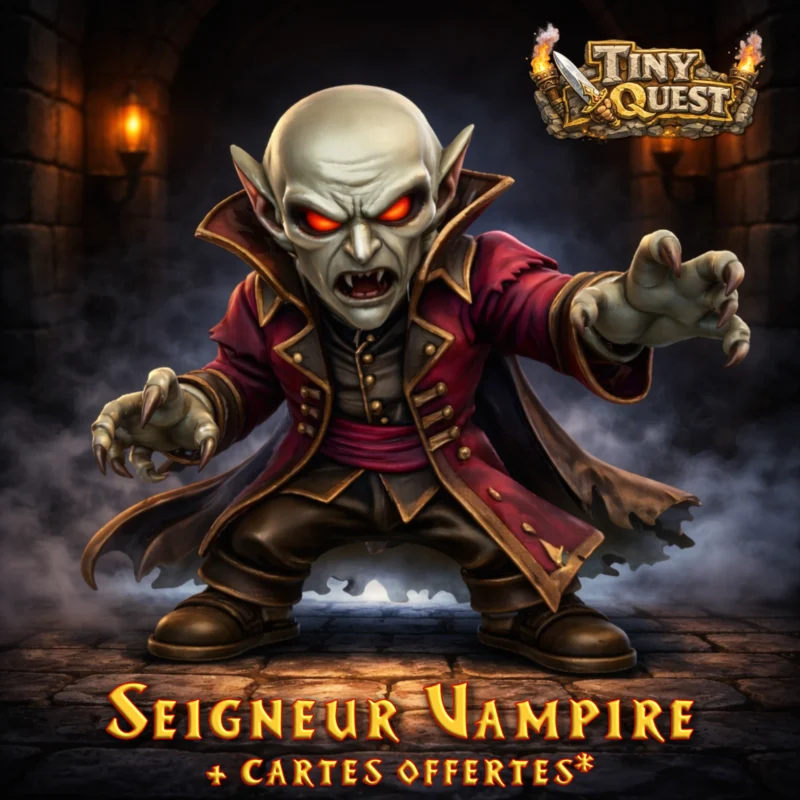 Figurine Seigneur Vampire HeroQuest 3D compatible plateau 3D. Boss vampire avec cartes monstre et 3 sorts à télécharger pour vos quêtes.