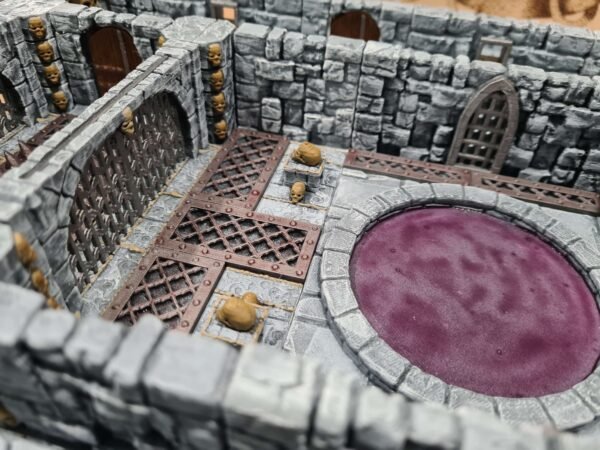 Donjon JDR personnalisé — salle bassin circulaire violet