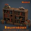 Bibliotheque Heroquest 3D - modele A (1) Bibliothèques HeroQuest 3D Modèle A — rayons ouverts, crâne et rat, décor donjon impression PLA+