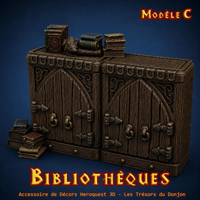 Bibliotheque Heroquest 3D - modele C (1) Bibliothèques & Armoires HeroQuest 3D