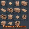 Caisses et tonneaux - TABLE Tonneaux et caisses HeroQuest 3D — 17 modèles PLA+ Dragon Rest atelier breton