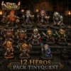 Pack 12 héros TinyQuest compatibles HeroQuest 3D — résine 12K atelier breton