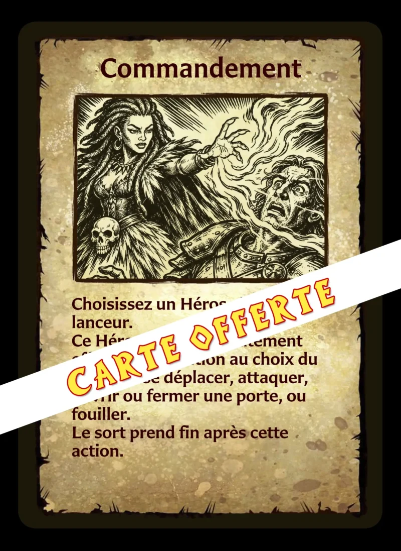 SORT EFFROI COMMANDEMENT PROM Prêtresse Tribale TinyQuest + carte perso + 3 cartes de sorts exclusives