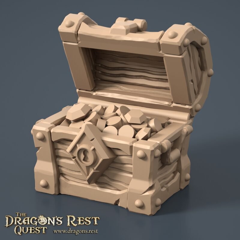 Scatter Treasure Chest - Gold v02 Coffres Pièges HeroQuest 3D - 10 Modèles (unité ou pack)